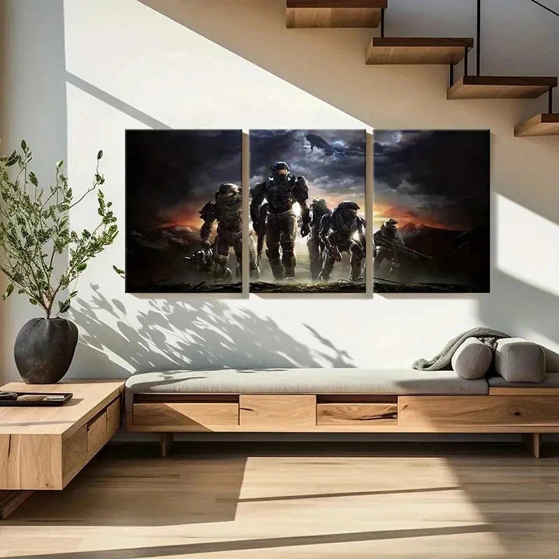 3pcs Halo-Inspired Fantasy Decorative Prints Wall Art Set Canvas Framed 60x90cm - High Quality Print 100% Australian Made Wall Canvas Ready to Hang - Bella Home Decor