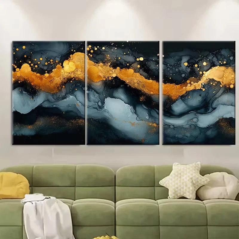 3pcs Abstract Alcohol Ink Marbling Metal Print Ready to Hang Art - Bella Home Decor