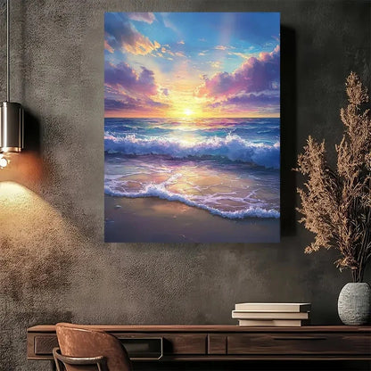 Beautiful Ocean Sunset Serenity Painting 40x60cm Metal Print Ready to Hang