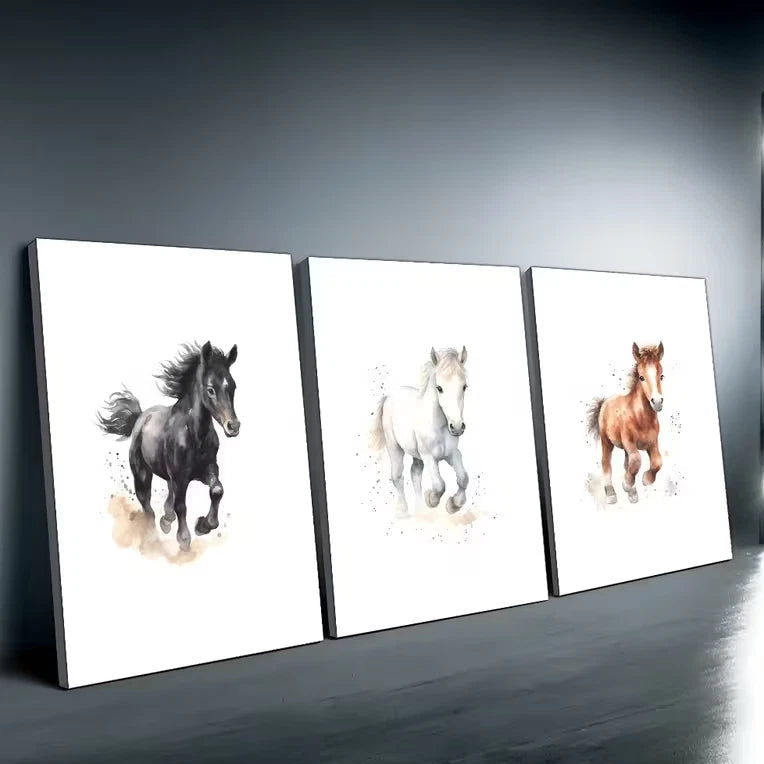 3pcs Horse Imagery Wall Art Set Canvas Framed 60x90cm High Quality Print 100% Australian Made Wall Canvas Ready to Hang