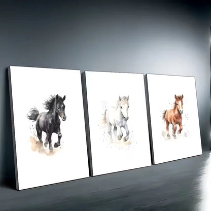 3pcs Horse Imagery Wall Art Set Canvas Framed 60x90cm High Quality Print 100% Australian Made Wall Canvas Ready to Hang