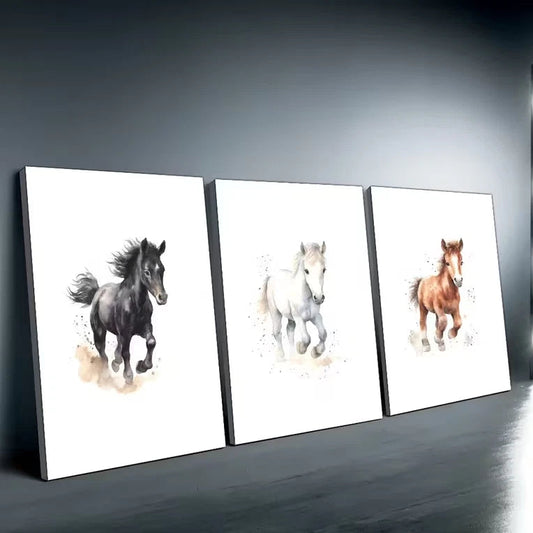 3pcs Horse Imagery Wall Art Set Canvas Framed 60x90cm High Quality Print 100% Australian Made Wall Canvas Ready to Hang - Bella Home Decor