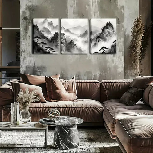 3pcs Triptych with Pine Trees & Mountain Design Wall Art Canvas Unframed - High Quality Print 100% Australian Made Wall Canvas
