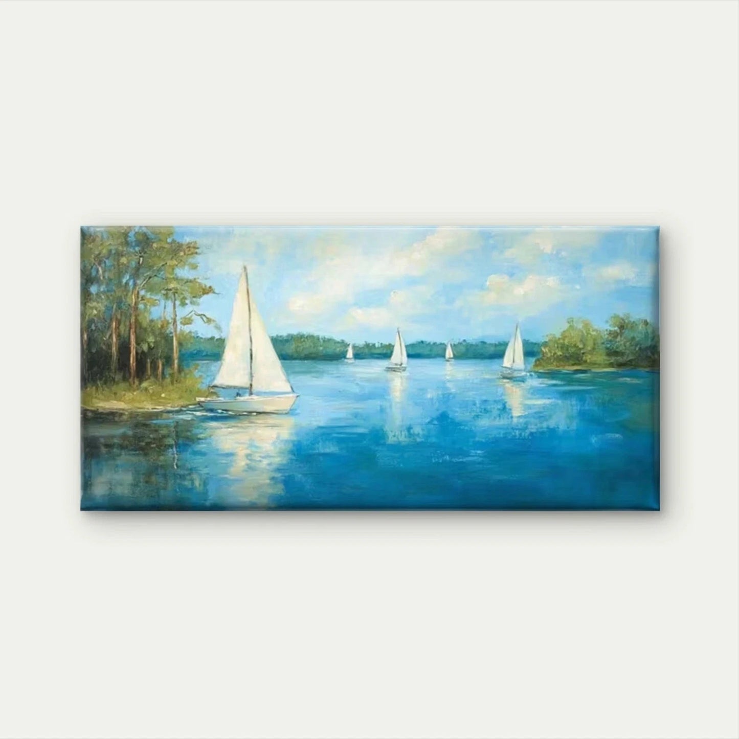 River with Reflections Wall Art Canvas Office Home Room Framed 120x60cm