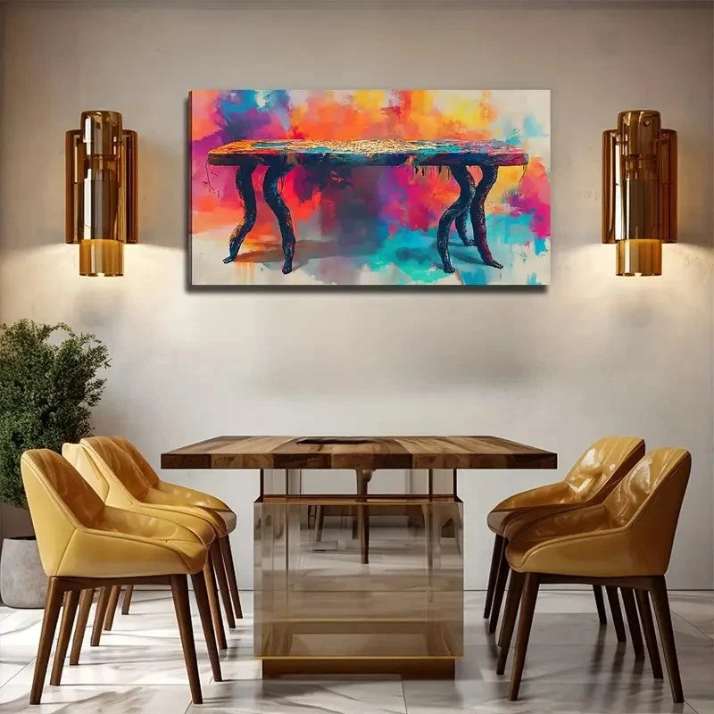 Modern Abstract Table Wall Art Canvas Office Home Room Framed 120x60cm