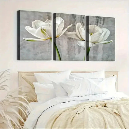 3pcs Elegant White Calla Lilies Print Wall Art Set Canvas Framed 50x70cm - High Quality Print 100% Australian Made Wall Canvas Ready to Hang