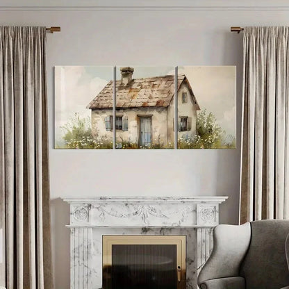 3pcs Rustic Cottage Vintage House Pastoral Scene Metal Print Ready to Hang Art - Bella Home Decor