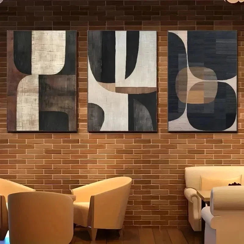 3pcs Modern Abstract Beige Vase Style Wall Art Set Canvas Framed 60x90cm - High Quality Print 100% Australian Made Wall Canvas Ready to Hang