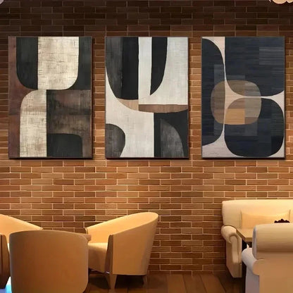 3pcs Modern Abstract Beige Vase Style Wall Art Set Canvas Framed 60x90cm - High Quality Print 100% Australian Made Wall Canvas Ready to Hang
