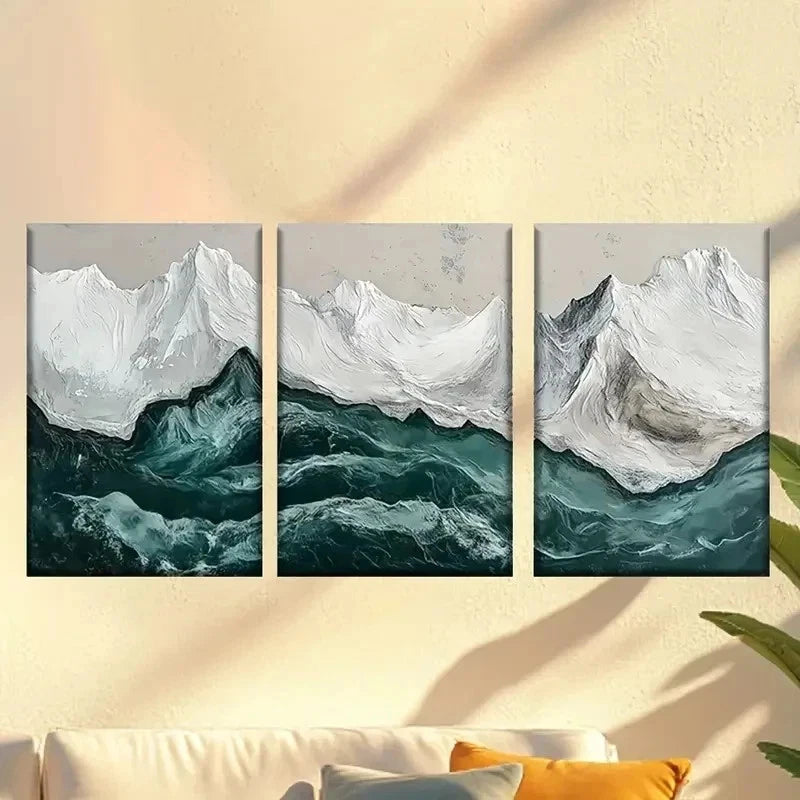 3pcs  Painting of Mountains and Water Wall Art Set Canvas Framed 50x70cm - High Quality Print 100% Australian Made Wall Canvas Ready to Hang - Bella Home Decor