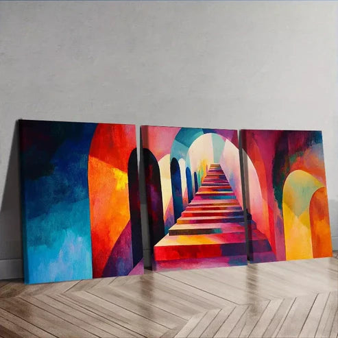 3 PCS Colorful Corridor Wall Art Set Canvas Unframed - High Quality Print 100% Australian Made Wall Canvas