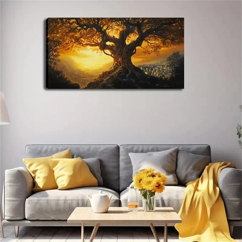 Shows An Artistic Picture Tree Wall Art Canvas Office Home Room Framed 120x60cm