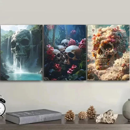 3pcs Featuring Skull Designs Decor  Wall Art Set Canvas Unframed - High Quality Print 100% Australian Made Wall Canvas