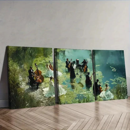 3pcs Concert by the lake (4) Wall Art Set Canvas Unframed - High Quality Print 100% Australian Made Wall Canvas - Bella Home Decor