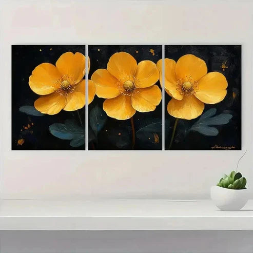 3pcs Buttercup Flower Gardener Perfect Wall Art Canvas Unframed - High Quality Print 100% Australian Made Wall Canvas - Bella Home Decor