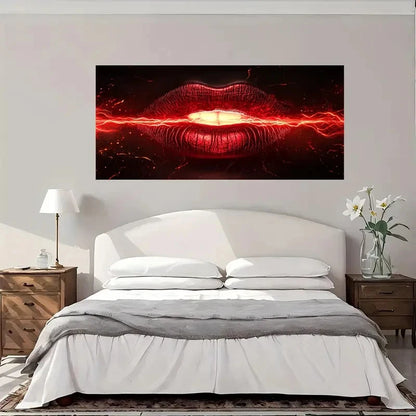 Electric Lips Abstract Wall Art Canvas Office Home Room Framed 120x60cm