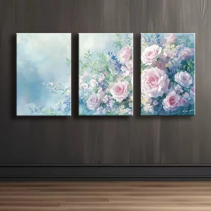 3pcs Elegant Bouquet Design Wall Art Set Canvas Framed 50x70cm - High Quality Print 100% Australian Made Wall Canvas Ready to Hang