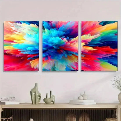 3pcs Colorful Paint Splash Reality Style Wall Art Set Canvas Framed 50x70cm - High Quality Print 100% Australian Made Wall Canvas Ready to Hang - Bella Home Decor