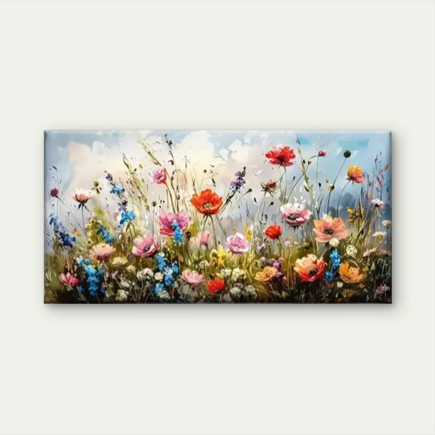 Field Flower Nature Perfect Wall Art Canvas Office Home Room Framed 120x60cm