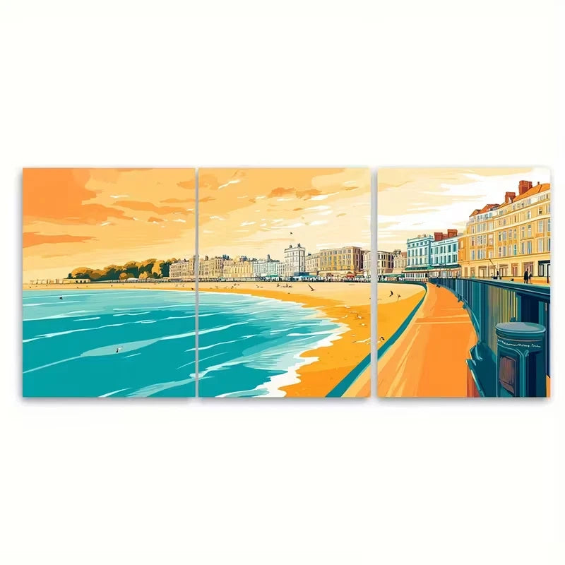 3pcs Brighton Travel UK Destination Metal Print Ready to Hang Art - Bella Home Decor