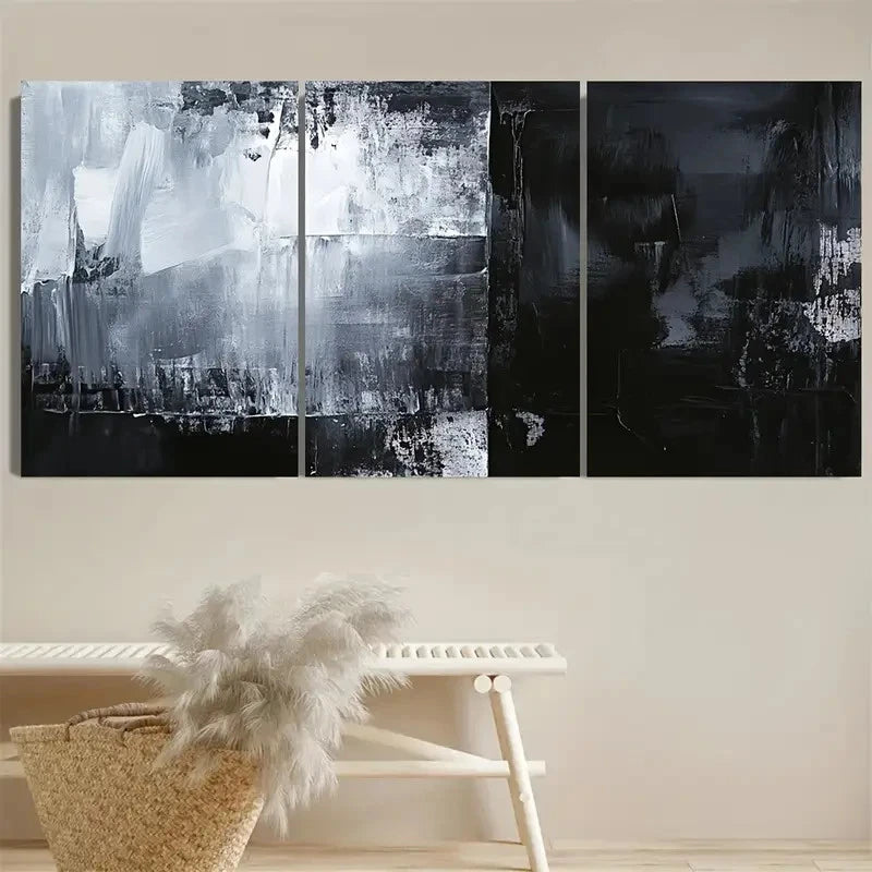 3pcs Abstract Art Black and Gray Wall Art Set Canvas Framed 50x70cm - High Quality Print 100% Australian Made Wall Canvas Ready to Hang - Bella Home Decor
