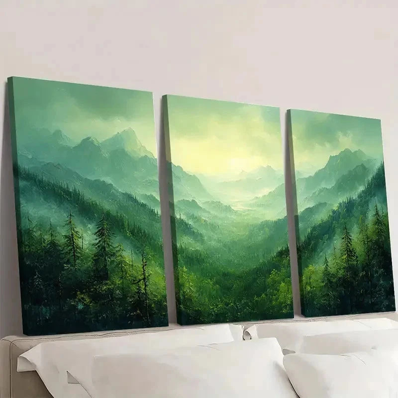 3pcs Vibrant Green Nature Scenery  GR       Wall Art Set Canvas Framed 60x90cm - High Quality Print 100% Australian Made Wall Canvas Ready to Hang - Bella Home Decor