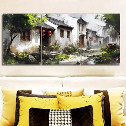 3pcs Jiangnan Water Town Wall Art Set Canvas Unframed - High Quality Print 100% Australian Made Wall Canvas