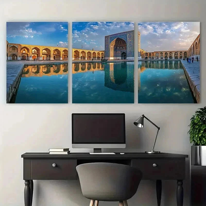 3pcs Architecture Historical Travel Perfect Wall Art Set Canvas Framed 40x60cm - High Quality Print 100% Australian Made Wall Canvas Ready to Hang - Bella Home Decor