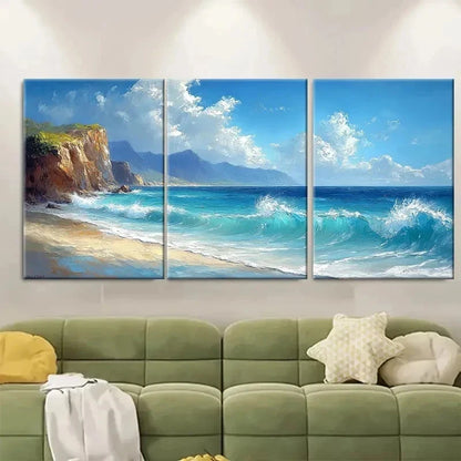 3pcs Nature Coastal Landscape Seascape ER    Wall Art Set Canvas Framed 40x60cm - High Quality Print 100% Australian Made Wall Canvas Ready to Hang