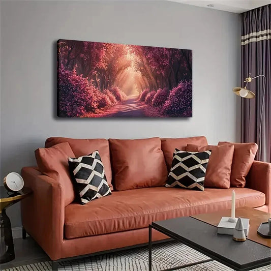 Deco Modern Minimalist Pink Wall Art Canvas Office Home Room Framed 120x60cm