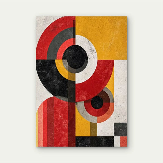 Manga Style Red & Yellow Bauhaus Eye 60x90cm Metal Print Ready to Hang
