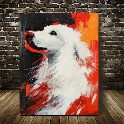 Beautiful Modern Abstract Dog Painting 40x60cm Metal Print Ready to Hang - Bella Home Decor
