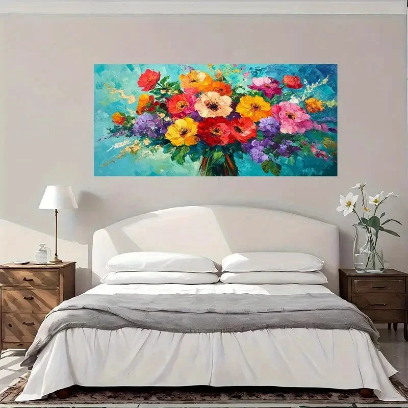 Modern Vintage Flower Bouquet Wall Art Canvas Office Home Room Framed 120x60cm