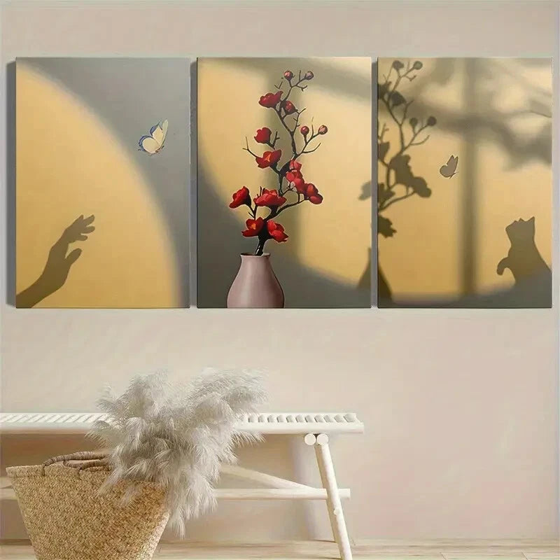 3pcs Aesthetic Style with Light And Shadow Metal Print Ready to Hang Art - Bella Home Decor