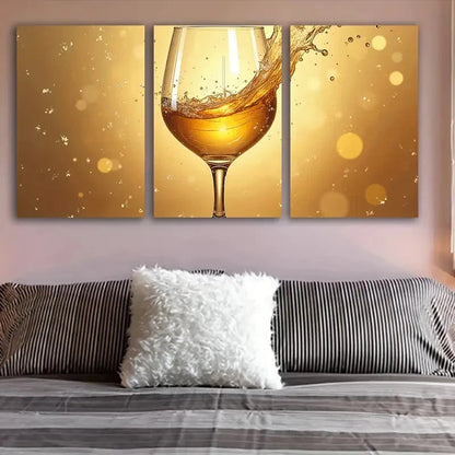 3pcs Golden Splashes Abstract Wall Art Set Canvas Framed 40x60cm - High Quality Print 100% Australian Made Wall Canvas Ready to Hang - Bella Home Decor