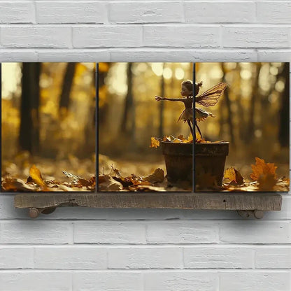 3pcs The Leaf Girl Dancing Forest Metal Print Ready to Hang Art - Bella Home Decor