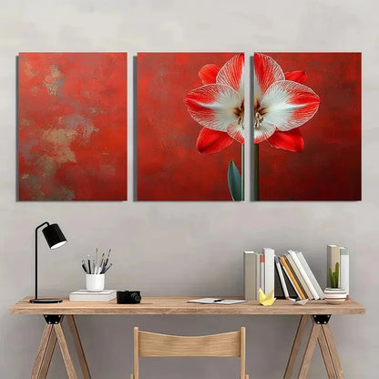 3pcs Amaryllis Flower Art Nature Metal Print Ready to Hang Art - Bella Home Decor
