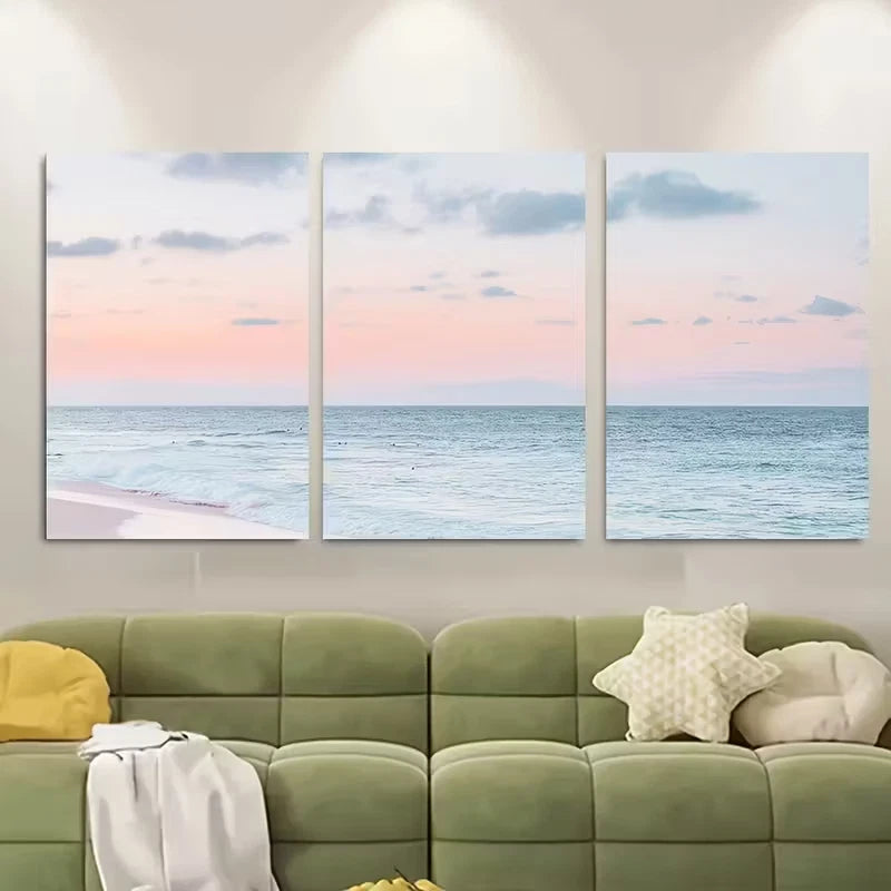3pcs Beach Sunset Metal Print Ready to Hang Art - Bella Home Decor