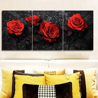 3pcs Gothic red rose Wall Art Set Canvas Unframed - High Quality Print 100% Australian Made Wall Canvas