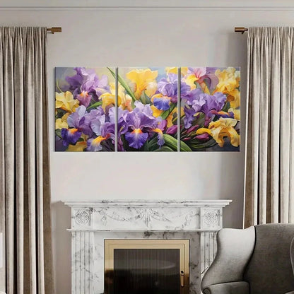 3pcs Vibrant Irises Colorful Floral Art Nature's Metal Print Ready to Hang Art - Bella Home Decor