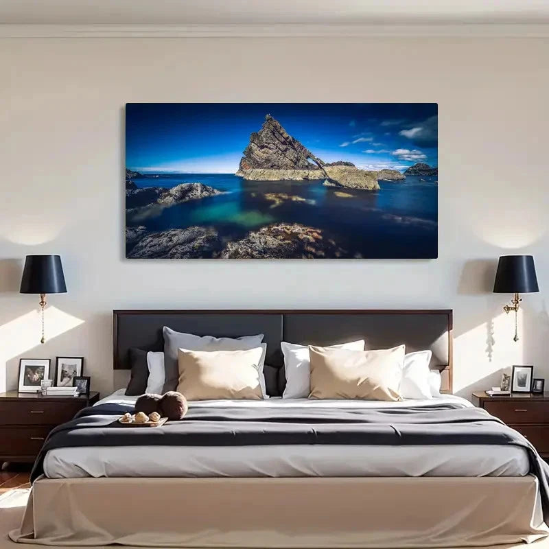 Nature Ocean Rock Landscape Wall Art Canvas Office Home Room Framed 120x60cm