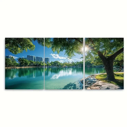 3pcs Cairns Australia Tranquil park view  Wall Art Set Canvas Framed 50x70cm - High Quality Print 100% Australian Made Wall Canvas Ready to Hang - Bella Home Decor