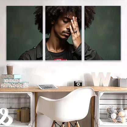 3pcs Men in Africa Are  Wall Art Set Canvas Framed 60x90cm - High Quality Print 100% Australian Made Wall Canvas Ready to Hang