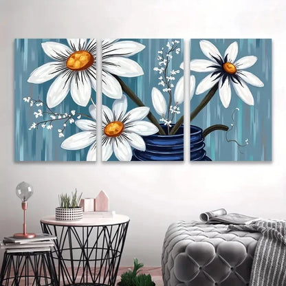 3pcs Magritte Inspired Floral Painting Wall Art Set Canvas Framed 50x70cm - High Quality Print 100% Australian Made Wall Canvas Ready to Hang