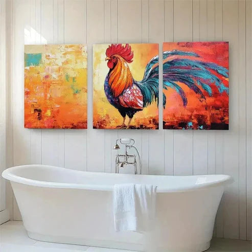 3pcs Colorful Farmhouse Animal Vibrant Wall Art Canvas Unframed - High Quality Print 100% Australian Made Wall Canvas - Bella Home Decor