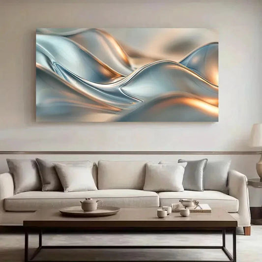 Silvery and White Abstract wall canvas office home room framed 120x60cm