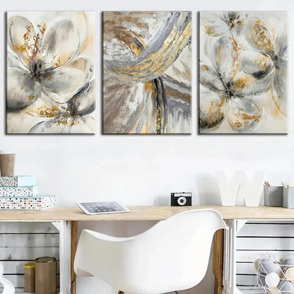 3pcs Showcasing Elegant Golden Abstract Perfect Wall Art Set Canvas Framed 40x60cm - High Quality Print 100% Australian Made Wall Canvas Ready to Hang - Bella Home Decor