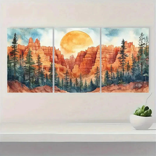 3pcs Bryce Canyon Painting National Park Metal Print Ready to Hang Art