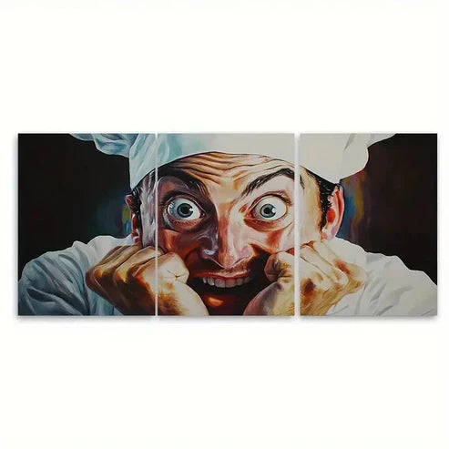 3pcs Chef Was Cute Would Eat Here Again Design Wall Art Canvas Unframed - High Quality Print 100% Australian Made Wall Canvas - Bella Home Decor