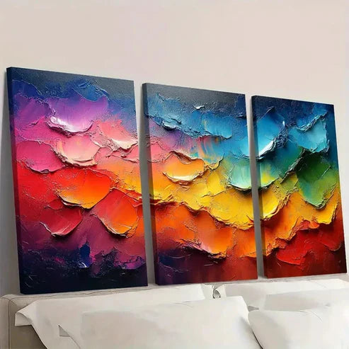 3pcs Abstract Contemporary Colorful Z Wall Art Set Canvas Unframed - High Quality Print 100% Australian Made Wall Canvas - Bella Home Decor
